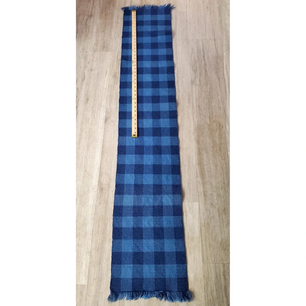 Vintage Blue Plaid Handwoven Table‎ Runner